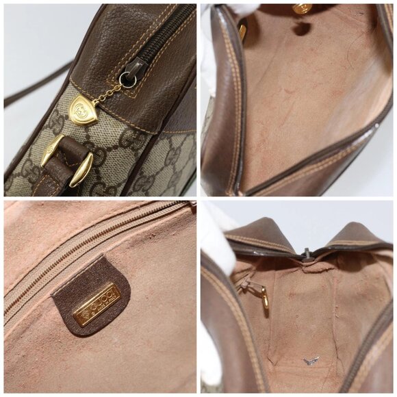 GUCCI GG Supreme Web Sherry Line Bag PVC Beige Gold - Picture 14 of 15